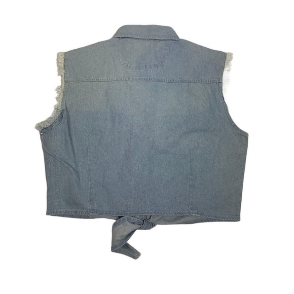 Southern Steel Large Cropped Denim Shirt Front Tie Motorcycle Biker Top - Picture 2 of 4